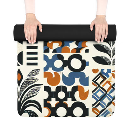 Luxurious Evelyn Chicane Contemporary Pattern Yoga Mat by Dazzling Dreams Studio featuring a stylish checkerboard design for modern fitness enthusiasts.