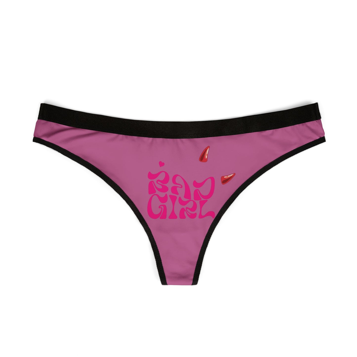 BAD GIRL THONG PANTIES SEXY NAUGHTY LACE HOT PINK DESIGN DEVIL CHEEKY SUGGESTIVE