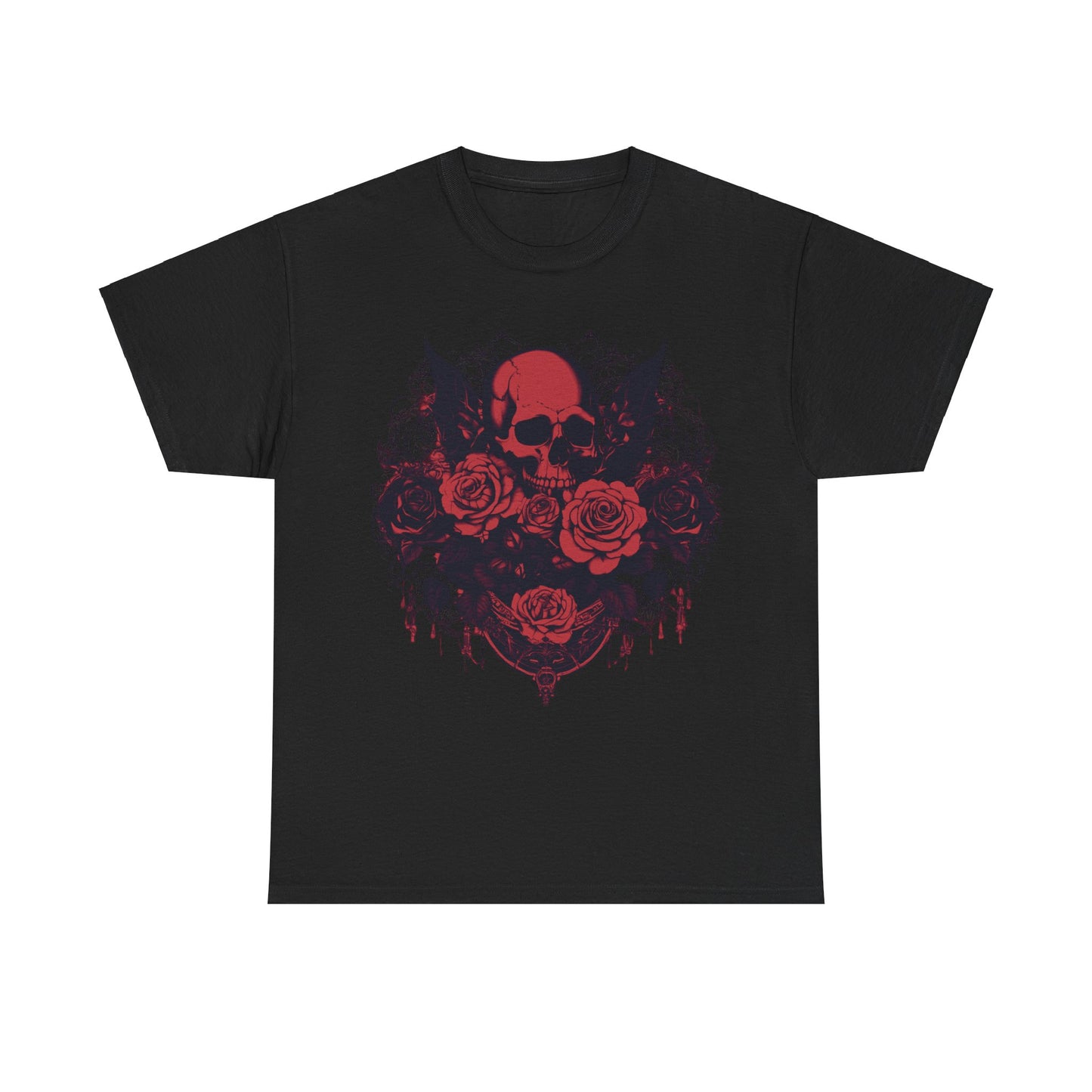 Skulls and Roses Cotton Tee, Unisex Graphic Shirt, 7 color choice