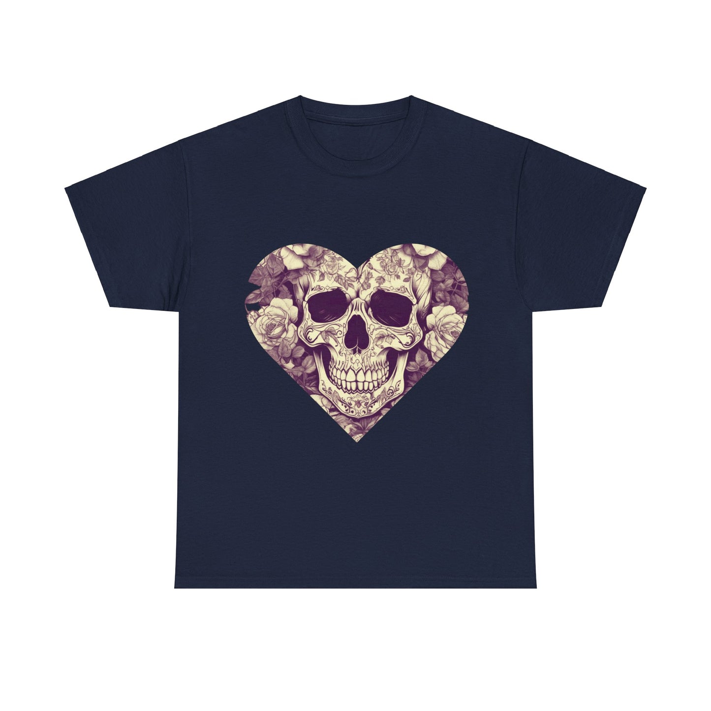 Skulls and Roses Cotton Tee, Unisex Graphic Shirt, 7 color choice