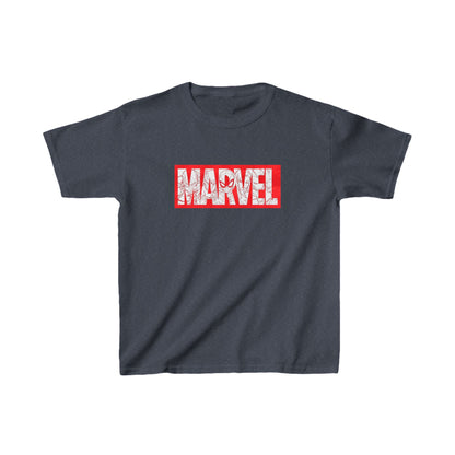 Unisex Children's Computer Game Marvel Logo Graphic Cotton Tee in elegant navy, offering a relaxed fit that suits all body types for any occasion.