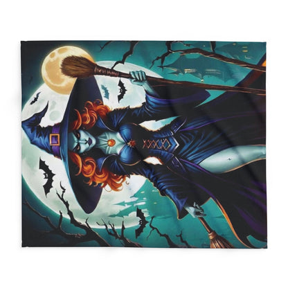 Close-up of the Decorative and Warm Halloween Cute Arctic Fleece Blanket's soft texture, perfect for festive decor and comfort during Halloween.