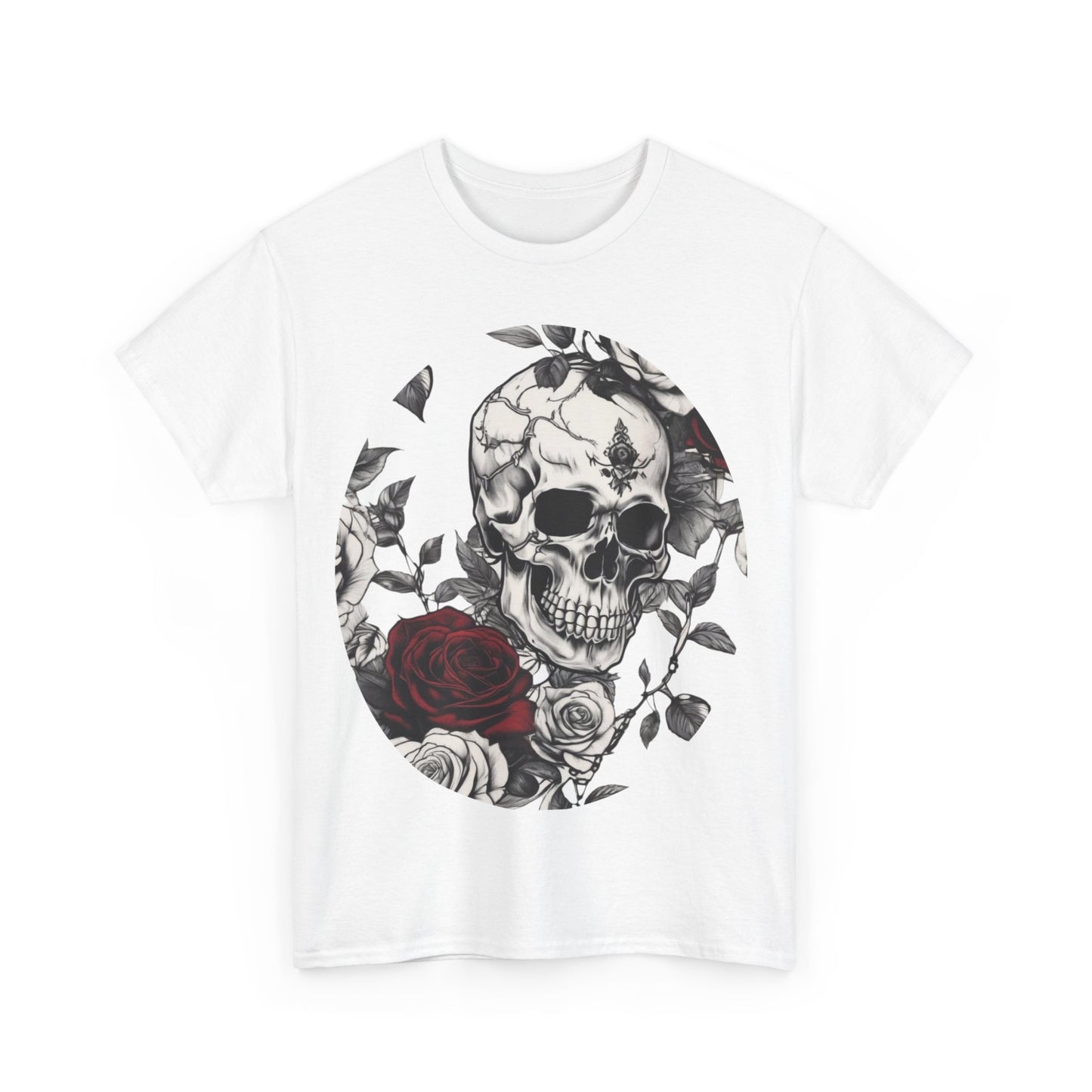 Skulls and Roses Cotton Tee, Unisex Graphic Shirt,