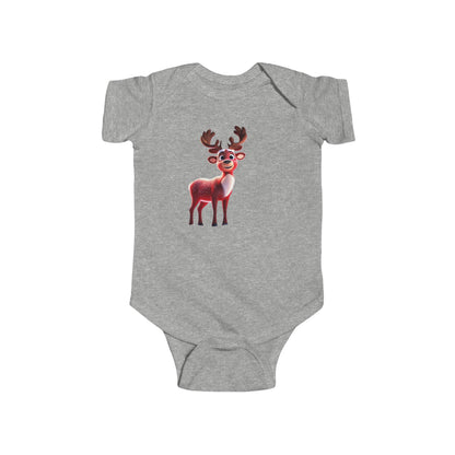 Stylish Christmas Reindeer Bodysuit in grey, designed for maximum comfort and fashionable holiday celebrations with your baby.