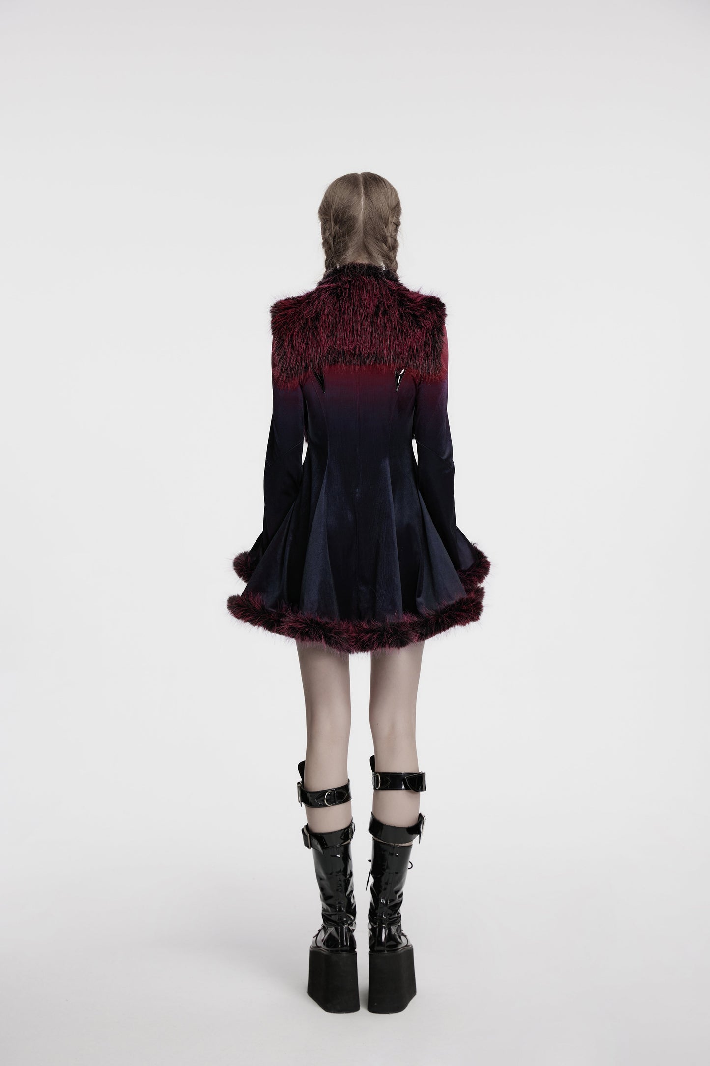 Full view of the Punk Rave Lilith Gradient Devil Shawl displayed elegantly, perfect for layering over punk, goth, or fantasy-inspired outfits for a striking look.