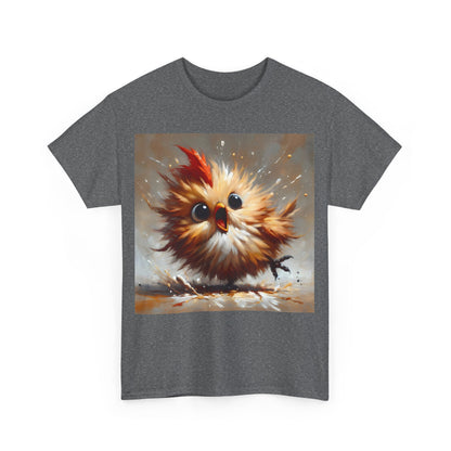 Explosive Joy Tee - Cartoon Bird Edition displayed in dark grey with a playful animated bird design, exuding luxury and charm.