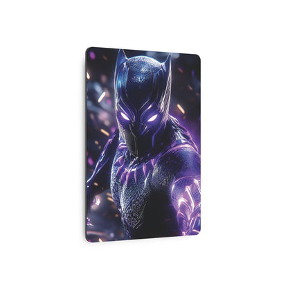 Stunning Black Panther Metal Art Poster presented in a close-up view, highlighting the exquisite details and dynamic energy, perfect for luxury home aesthetics.