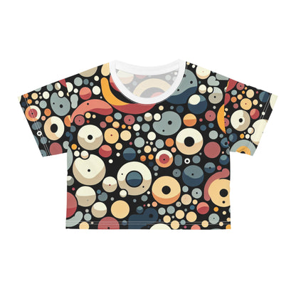 Emerson Belleau Blob Pattern Crop Top by Dazzling Dreams Studio featuring a modern chic design in luxurious polyester with a unique blob pattern.