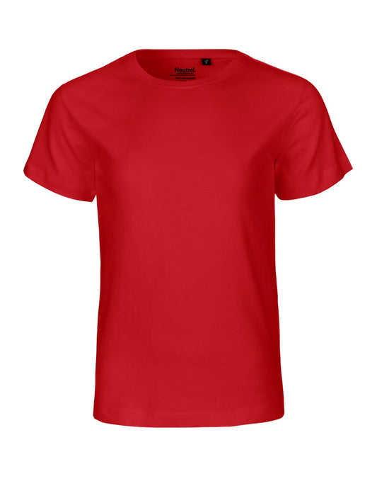 Elegant Fairtrade Organic Cotton Kids T-Shirt featured in a vibrant colour, designed for comfort and style with a classic crew neck.