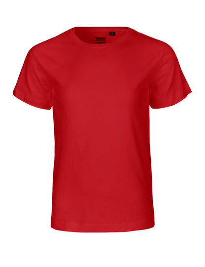 Elegant Fairtrade Organic Cotton Kids T-Shirt featured in a vibrant colour, designed for comfort and style with a classic crew neck.