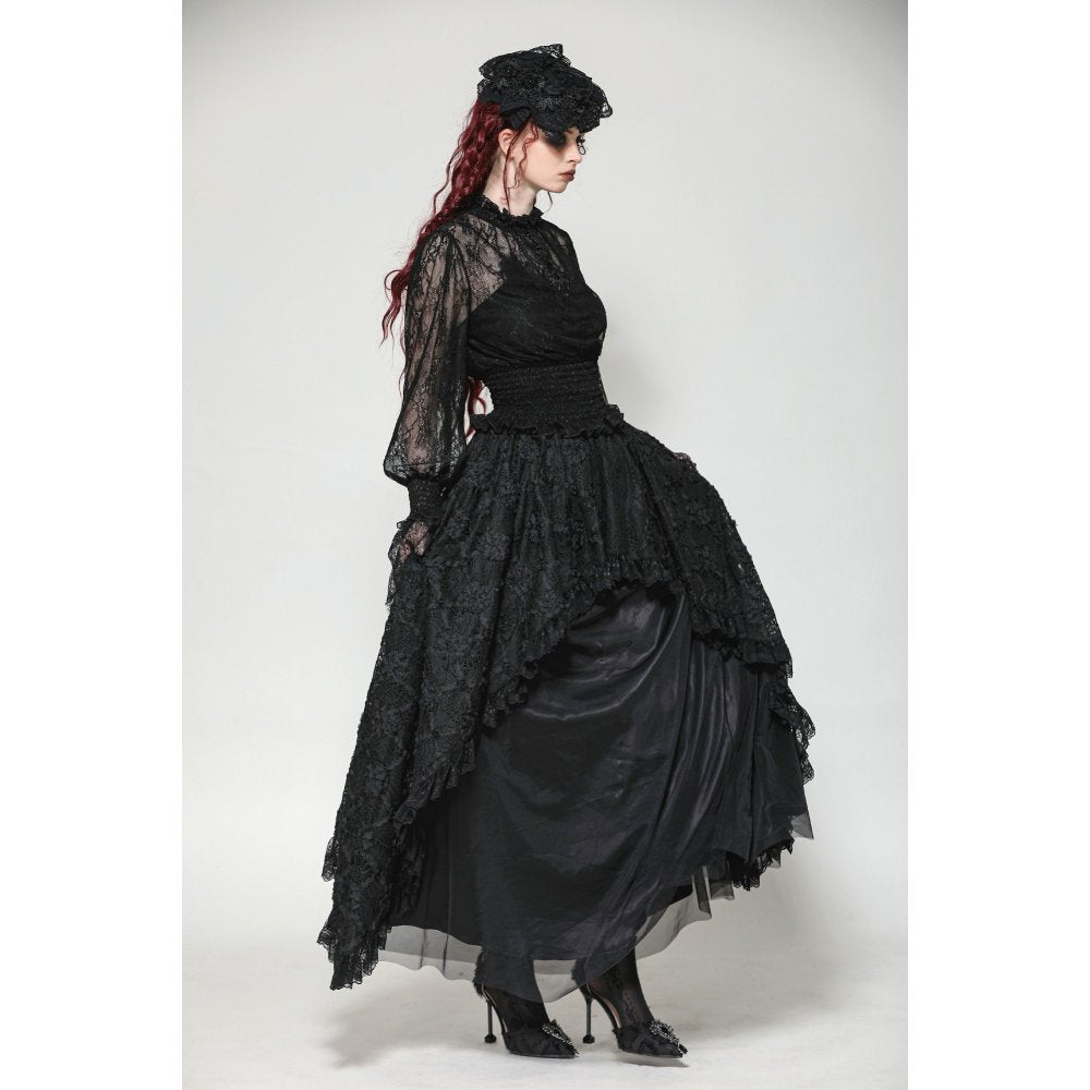 Styling options for the Auifa black lace top, featuring various outfits that exemplify gothic elegance and versatility.