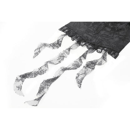 Close-up view of the Dark in Love Seraphina Black Blouse showcasing the exquisite lace trims and square neckline.