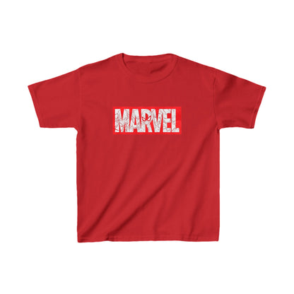 Luxurious unisex children's cotton tee featuring the vibrant Marvel logo in a striking red colour, perfect for young trendsetters.