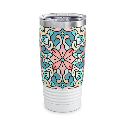Elegant Pastel Panorama 20oz Double-Wall Stainless Steel Drink Tumbler by Dazzling Dreams Studio, showcasing its colourful design and eco-friendly features.