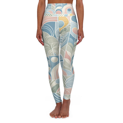Dazzling Dreams Studio pastel leggings in soft blue, pink, yellow, and green, featuring a luxurious design that combines elegance with comfort, perfect for both casual and activewear.