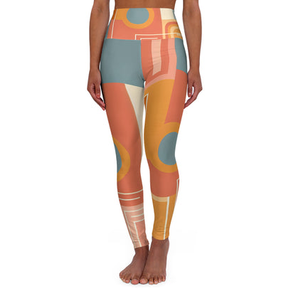 Elegant Modern Pastel Patterned Leggings by Dazzling Dreams Studio showcasing geometric shapes and abstract forms, perfect for chic workouts and athleisure.