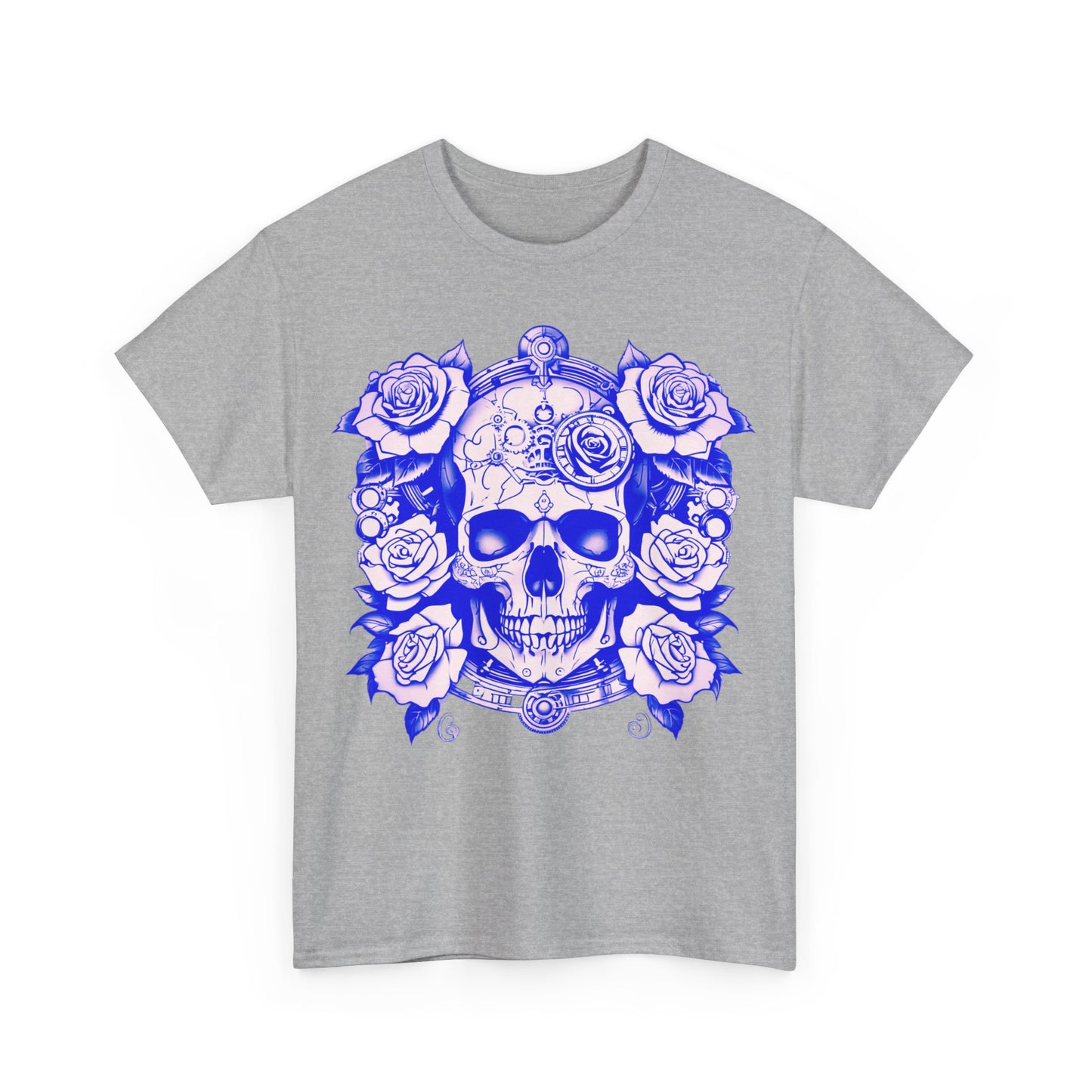 Skulls and Roses Cotton Tee, Unisex Graphic Shirt, 7 color choice