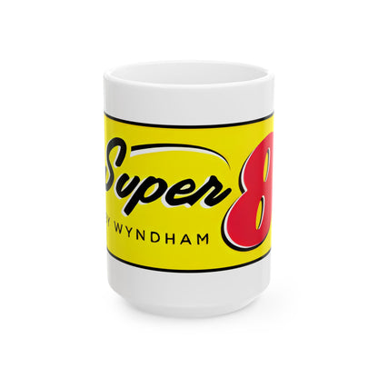 Super 8 Retro Logo Image Ceramic Mug - Sip your coffee like a film director, because every great idea deserves a vintage touch!