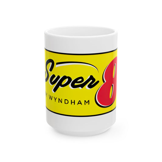 Super 8 Retro Logo Image Ceramic Mug - Sip your coffee like a film director, because every great idea deserves a vintage touch!