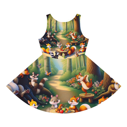 Close-up view of Sienna Sparrow Girls Woodland Animal Sundress by Dazzling Dreams Studio showcasing soft, breathable fabric and whimsical design for ultimate comfort.