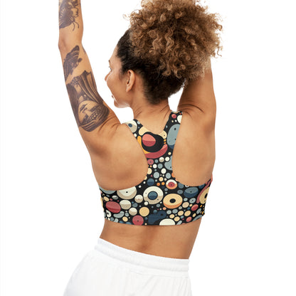 Emerson Belleau Stylish Sports Bra by Dazzling Dreams Studio featuring high support design in chic blob print, perfect for luxurious workouts and athleisure fashion.