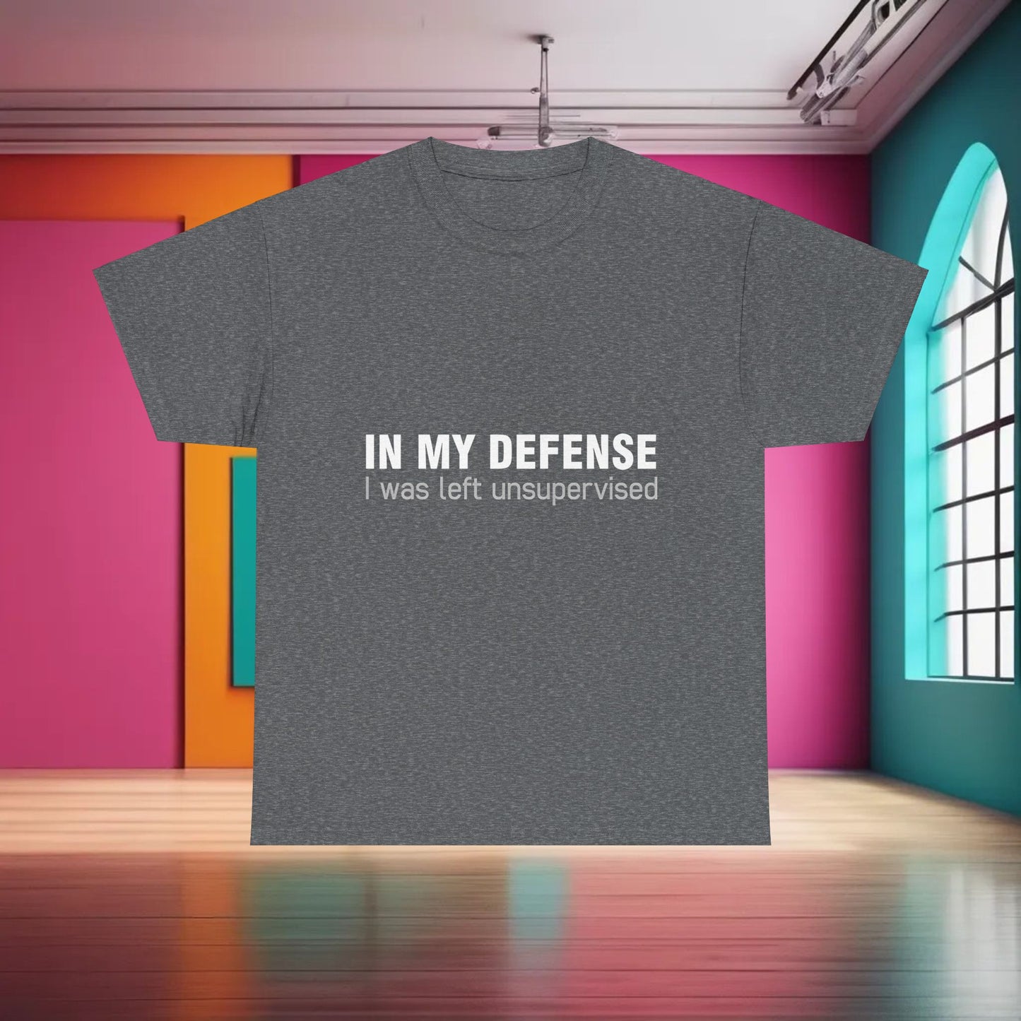 In my Defence I was Left unsupervised Graphic T-Shirt Urban Unisex Cotton