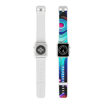 Stylish presentation of the Vibrant Neon Abstract Apple Watch Band by Dazzling Dreams Studio, ideal for making a bold fashion statement.