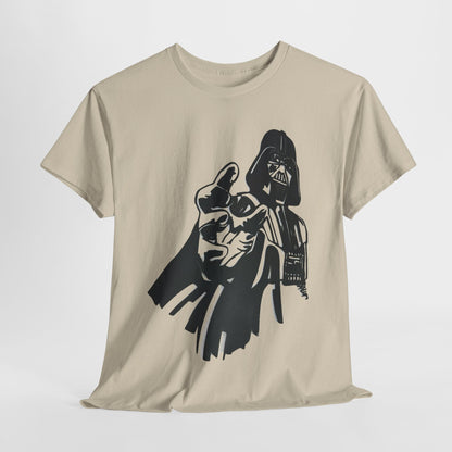 Luxurious unisex graphic t-shirt featuring a stylish rendition of Darth Vader. This chic design showcases the iconic character in a striking black silhouette, perfect for Star Wars fans seeking a blend of humour and sophistication.