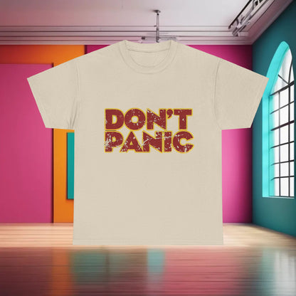 Sublime Dont Panic Hitch Hikers Guide Graphic T-Shirt featured in a neutral hue, perfectly balancing style and comfort for modern aesthetics.
