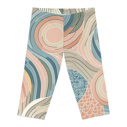 EmpowerFit Elevation Studio Capri Leggings - Luxurious capri leggings showcasing a chic and modern pattern, ideal for both workout sessions and casual outings, ensuring ultimate comfort.