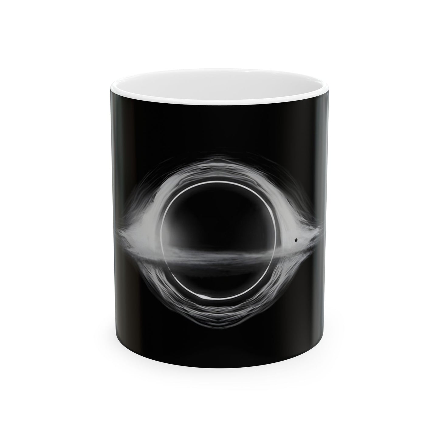 Interstellar Black Hole Image Ceramic Mug, perfect for coffee lovers staring into the abyss between sips, bringing a cosmic twist to your office or home drinkware!
