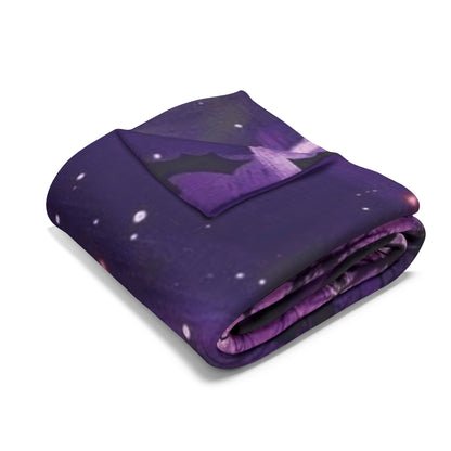Decorative and Warm Halloween Spooky Arctic Fleece Blanket elegantly rolled up, showcasing a rich pattern that brings seasonal charm to any room, an exquisite gift for Halloween enthusiasts.