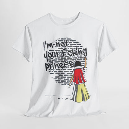 Snow White Funny Womens Graphic T-Shirt elegantly displayed with the striking graphic of Snow White, symbolising rebellion and modern femininity.