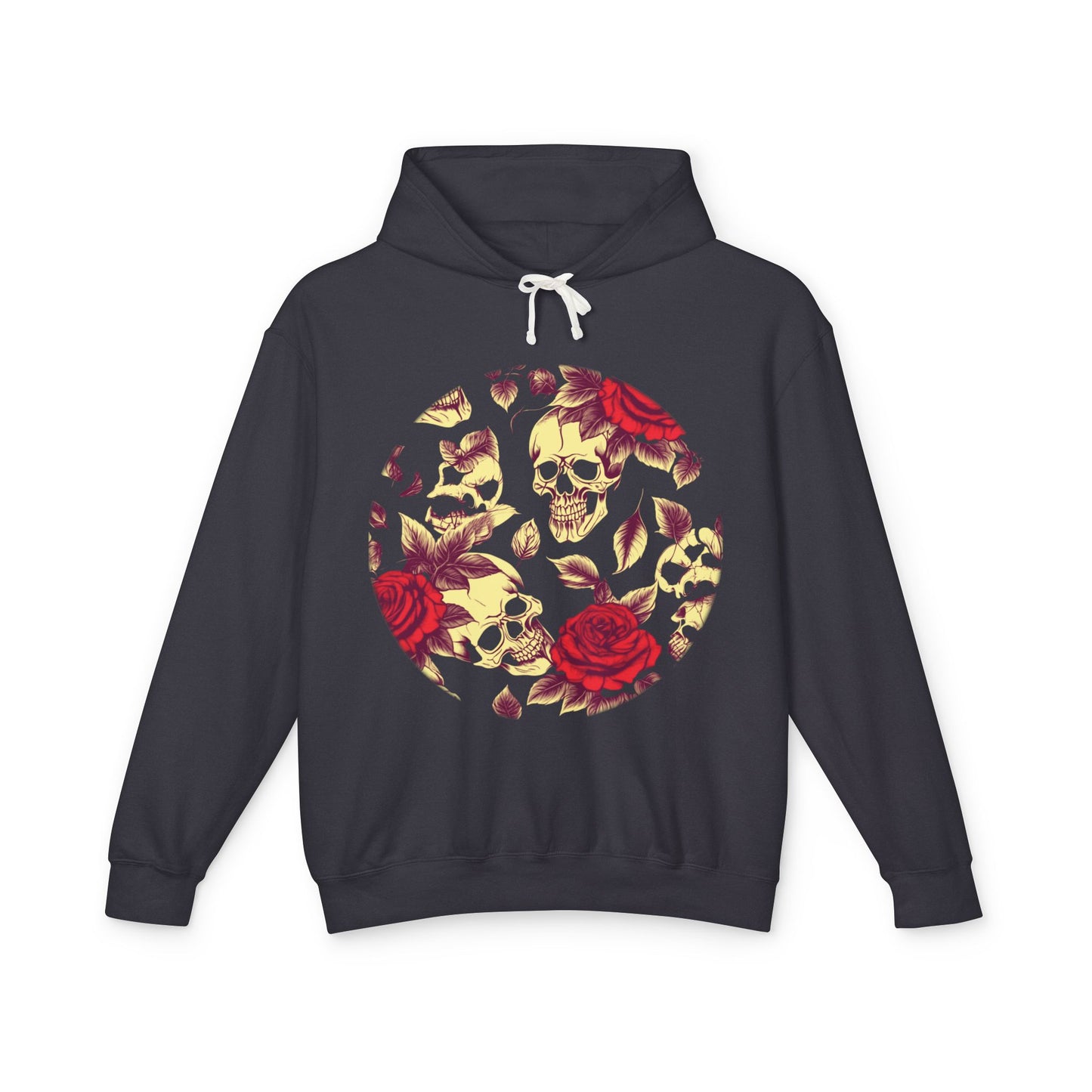 Unisex Lightweight Hooded Sweatshirt unique designer skull and roses