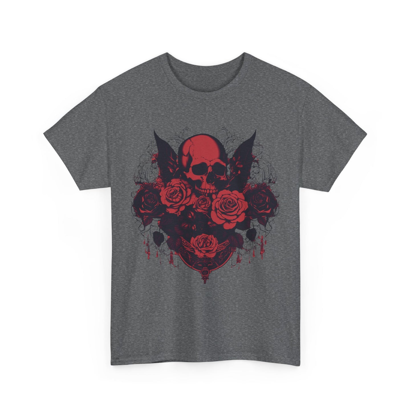 Skulls and Roses Cotton Tee, Unisex Graphic Shirt, 7 color choice