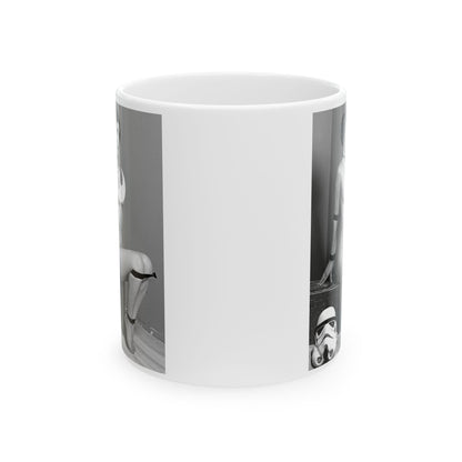 Star Wars Princess Leia Funny Sexy Ceramic Mug featuring a daring graphic of Leia in bondage, perfect for laughter at the office.