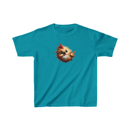 Child's Unisex Cartoon Bird Graphic Cotton Tee in striking turquoise, showcasing an adorable cartoon bird graphic. Ideal for stylish young gamers and trendsetters.