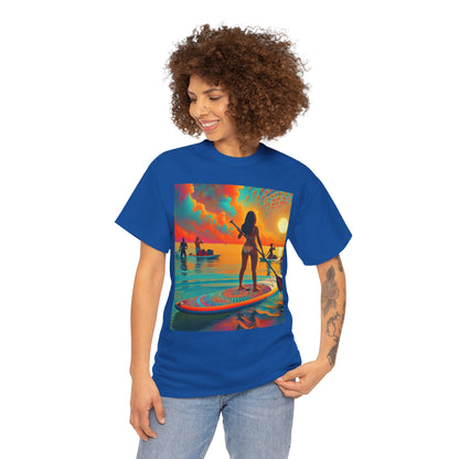 Premium quality fabric of the Delightful Paddle Board T-Shirt, ideal for water adventures by Dazzling Dreams Studio, exuding elegance and comfort.