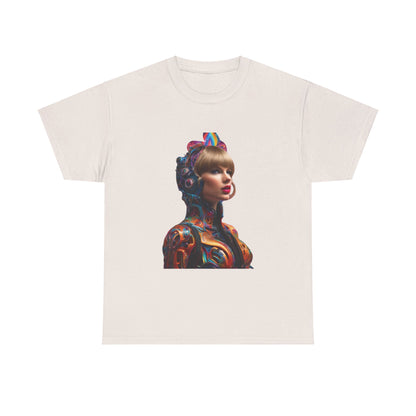 Refined Swifties psychedelic Taylor Swift Heavy Cotton Tee in cream featuring a stunning and colourful artistic portrayal of Taylor Swift.