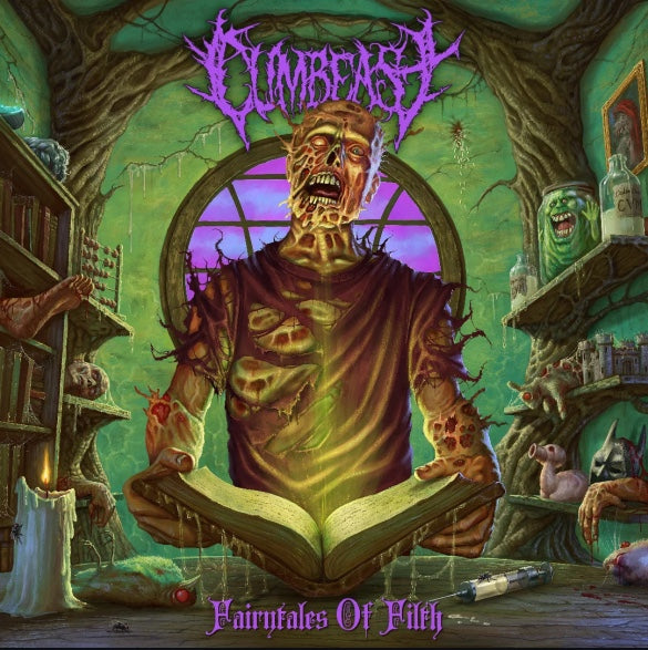 Luxurious album cover for Cumbeast's Fairytales Of Filth, presented by Rancid Offal Records, showcasing a blend of dark imagery emblematic of the Death Metal genre.