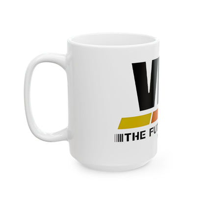VHS Logo Ceramic Mug showcasing the vibrant retro design that brings back memories of homemade mixtapes and late night movie marathons!