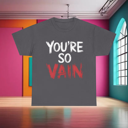 You're So Vain Graphic T-Shirt in charcoal grey, featuring an artistic bold print, perfect for stylish casual wear.