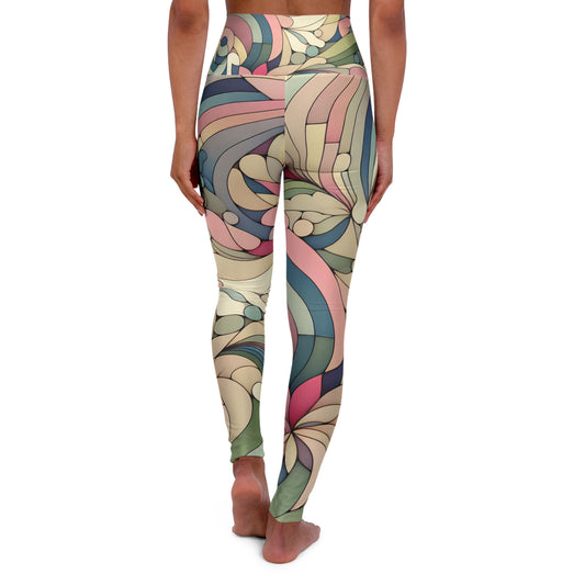 Close-up detail of Dazzling Dreams Studio's pastel leggings highlighting premium quality fabric and intricate patterns for elegant activewear.