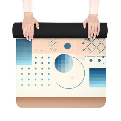 Sebastian Couture Designer Yoga Mat in a serene yoga setting, illustrating the seamless gradation of pastel blue colours, designed by Dazzling Dreams Studio for ultimate style and comfort.