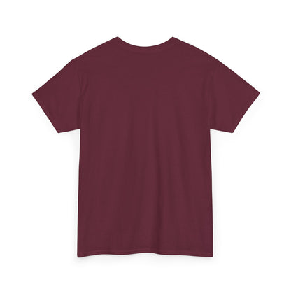 Back view of the Swifties psychedelic Taylor Swift Heavy Cotton Tee in vibrant burgundy, showcasing high-quality craftsmanship and comfort.