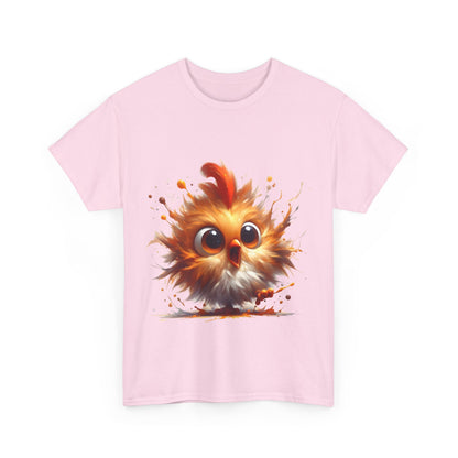 Explosive Joy Tee - Cartoon Bird Edition unisex cotton tee in soft pink, showcasing a delightful cartoon bird front illustration, perfect for a joyful luxury wardrobe.