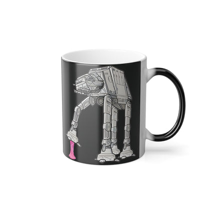Side profile of the Rebel Gum Star Wars Heat Change Coffee Mug with a playful AT-AT Design, a luxurious addition to your beverage collection.