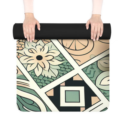 Vivienne Belmont Luxury Yoga Mat in pastel green with intricate checkerboard design by Dazzling Dreams Studio, ideal for a sophisticated yoga practice.