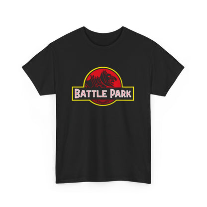 Stylish Battle Cat Logo Unisex Graphic Tee, showcasing a bold design with the iconic Battle Park emblem, perfect for fashion-forward individuals.
