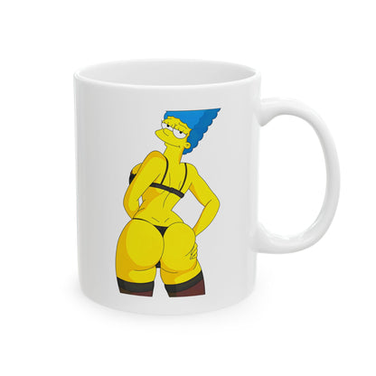 Another angle of the Marge Simpson Curvaceous Charm Ceramic Mug, emphasizing its unique character representation, suitable for upscale drinkware collections.